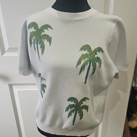 Cato Sweaters - Cato Collection White and Green Sweater